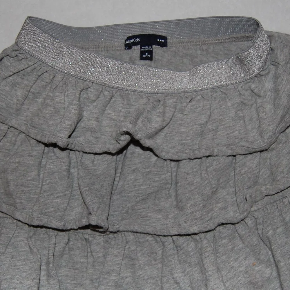 GAP Girls Size S (6-7) Ruffle Flare Skirt, Heather Gray
